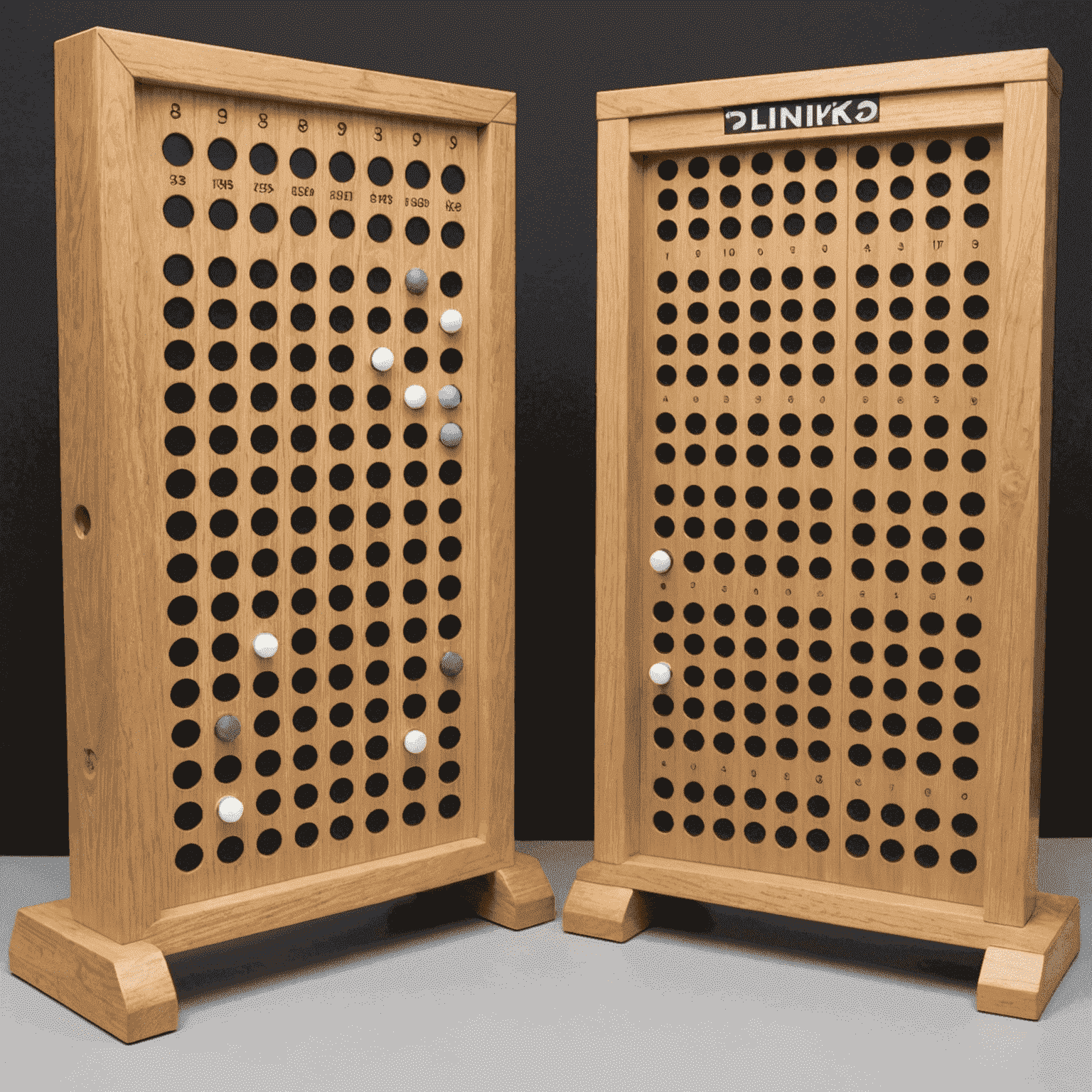 Comparación lado a lado del tablero de Plinko original de televisión y una versión moderna de juego de mesa